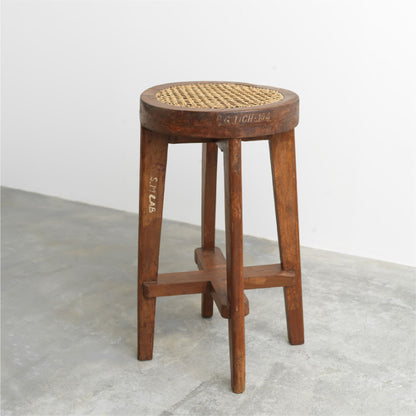 Wood Stool With Rattan