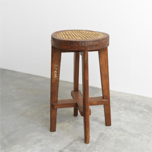 Wood Stool With Rattan