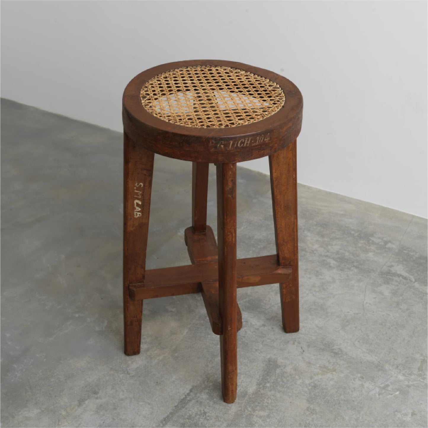 Wood Stool With Rattan