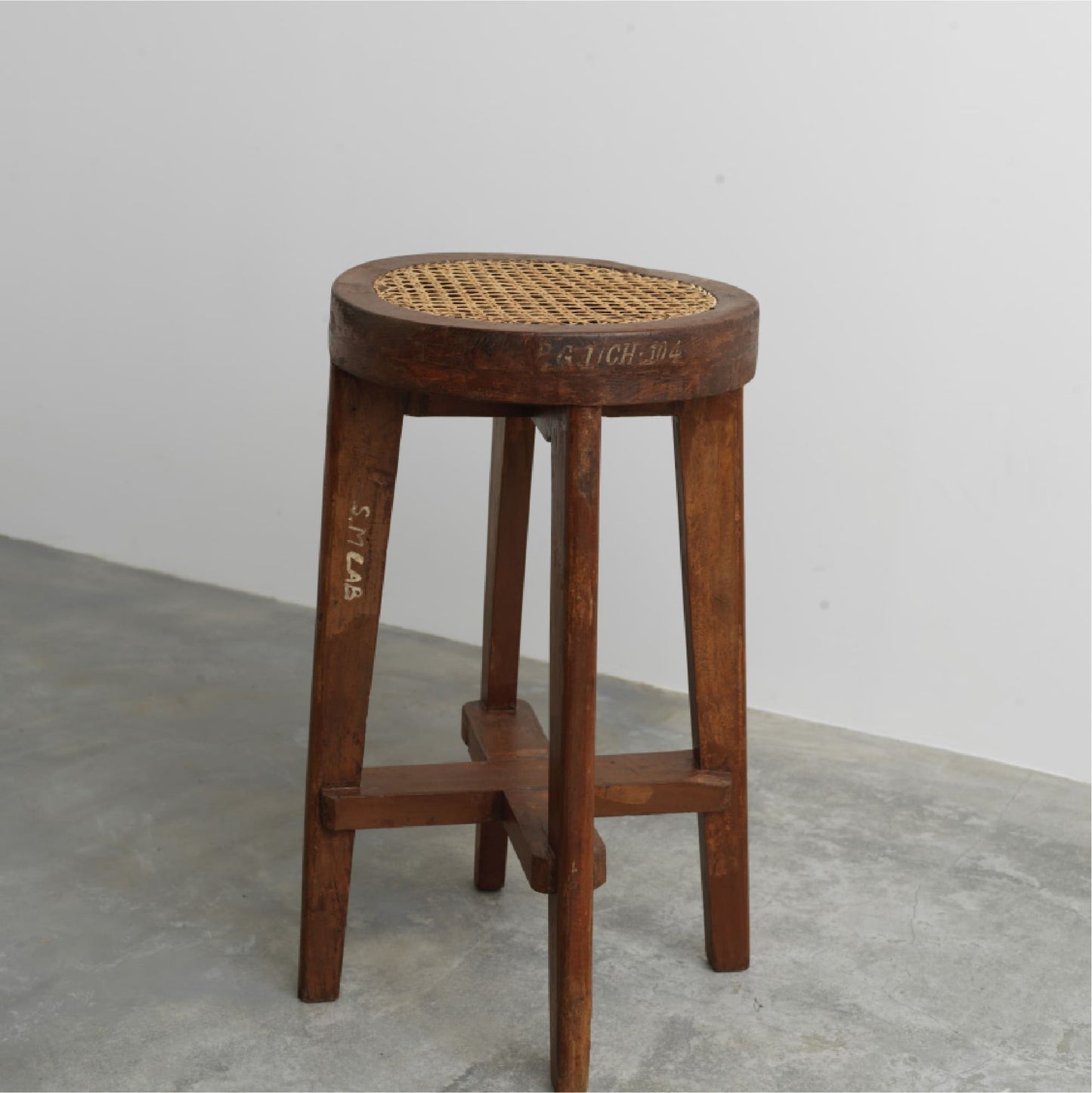 Wood Stool With Rattan