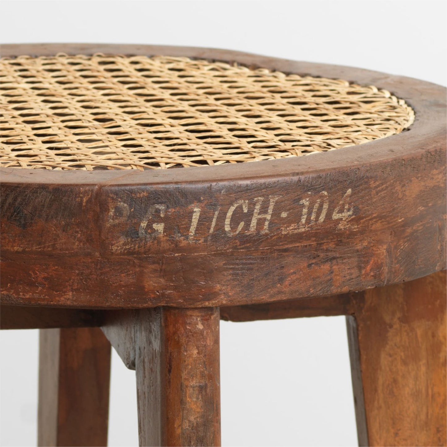 Wood Stool With Rattan